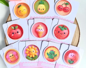 Kawaii 3D magnetic bookmark, fruit & nature reader gift