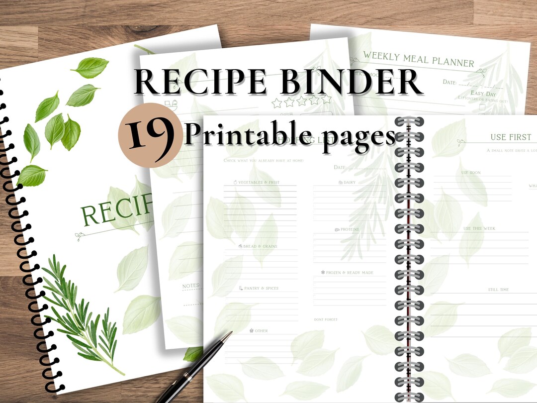 Minimalist Recipe Binder Printable A4 | Kitchen Inventory & Meal ...