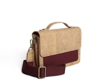 Handbag "Bonny Robin Cream", vegan made of cork and organic cotton