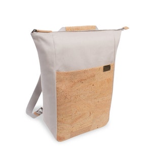 Sustainable 2 in 1 backpack (and shoulder bag) "Triple Tern Cream", vegan, made of cork and organic cotton