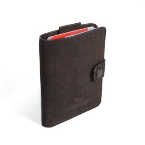 Sustainable mini wallet/card case "Minimal Chocolate", vegan made of cork and organic cotton with RFID protection