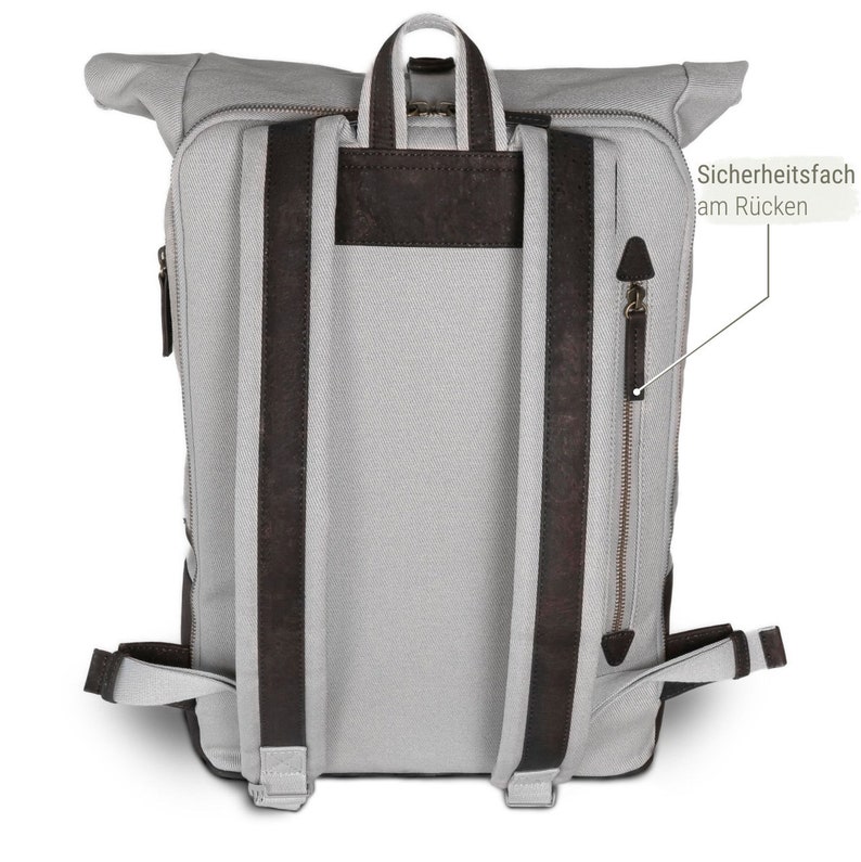 nachhaltiger Rolltop Rucksack Daily Tern Chocolate, vegan, aus Kork und Bio-Baumwolle Bild 8