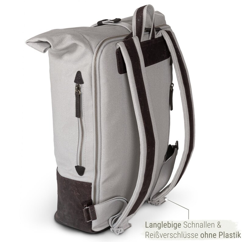 nachhaltiger Rolltop Rucksack Daily Tern Chocolate, vegan, aus Kork und Bio-Baumwolle Bild 5