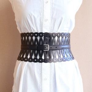 Genuine leather belt for women. Wide double layer leather belt. Handmade Goyar.