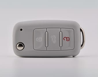 Key Cover for Volkswagen/ SEAT/ Skoda (Grey) - Transporter, Caddy, Crafter, Golf, Polo, Scirocco, Touran, Beetle, Ibiza, Octavia