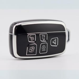 Premium Key Cover for Range Rover/ Land Rover/ Jaguar (Black/Silver) - Evoque, Defender, Discovery, Freelander, F-Type, I-Pace, XE, XF, XJR