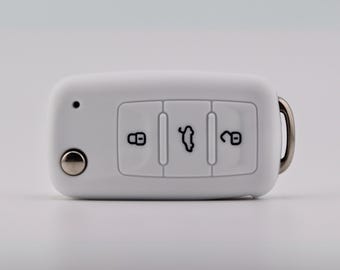Silicone Key Cover for VW, SEAT, Skoda: White Key Fob Protector