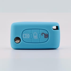 Silicone Key Fob Cover: Citroen Peugeot - Light Blue