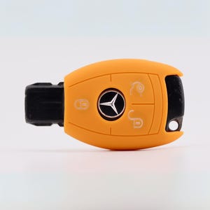 Orange Silicone Car Key Fob Cover: Mercedes 3-Button Remote Case