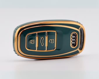 Premium-Schlüsselband Hülle für Audi (Dunkelgrün) – A4, A5, A6, A7, A8, Q4, Q5, Q8, S3, S4, S5, S6, S7, Rs5, Rs7, E-Tron