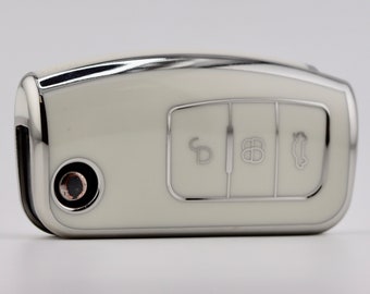 Ford Premium Key Cover (White/ Silver) - Focus - Fiesta - Mondeo - Kuga - S-Max - C-Max - B-Max - Galaxy