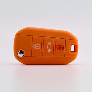 Orange Silicone Car Key Fob Cover: Peugeot & Citroen 3-Button Remote Case