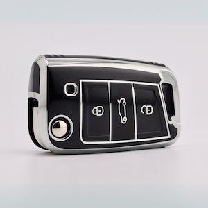 Black & Silver Key Cover for VW, Seat, Skoda