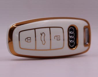 Premium Key Cover for Audi (White) - A3, A4, A5, A6, A7, A8, Q4, Q8, S3, S8, SQ2, E-Tron