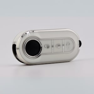 Premium Key Cover for Fiat/ Vauxhall/ Peugeot/ Citroen (White/Silver) - Fiat 500, Punto, Panda, Ducato, Combo, Relay, Boxer, Bipper, Nemo