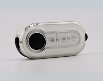 Premium sleutelklepje voor Fiat/ Vauxhall/ Peugeot/ Citroën (wit/zilver) - Fiat 500, Punto, Panda, Ducato, Combo, Relay, Boxer, Bipper, Nemo