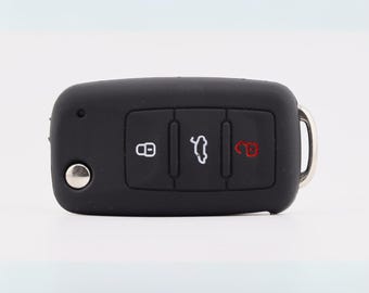 Key Cover for Volkswagen/ SEAT/ Skoda (Black) - Transporter, Caddy, Crafter, Golf, Polo, Scirocco, Touran, Beetle, Ibiza, Octavia