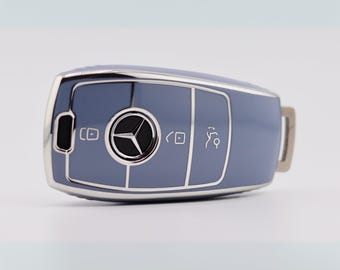 Cover per chiave premium per Mercedes (blu/argento) - GLA, CLA, Sprinter, Classe A, Classe B, Classe C, Classe E, Classe G, Classe V, GLC