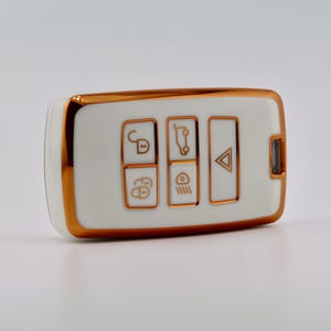 Premium Key Cover For Jaguar/ Land Rover/ Range Rover (White) - Evoque, Defender, Discovery, Sport, XF, F-Pace, F-Type, XE, I-Pace, E-Pace