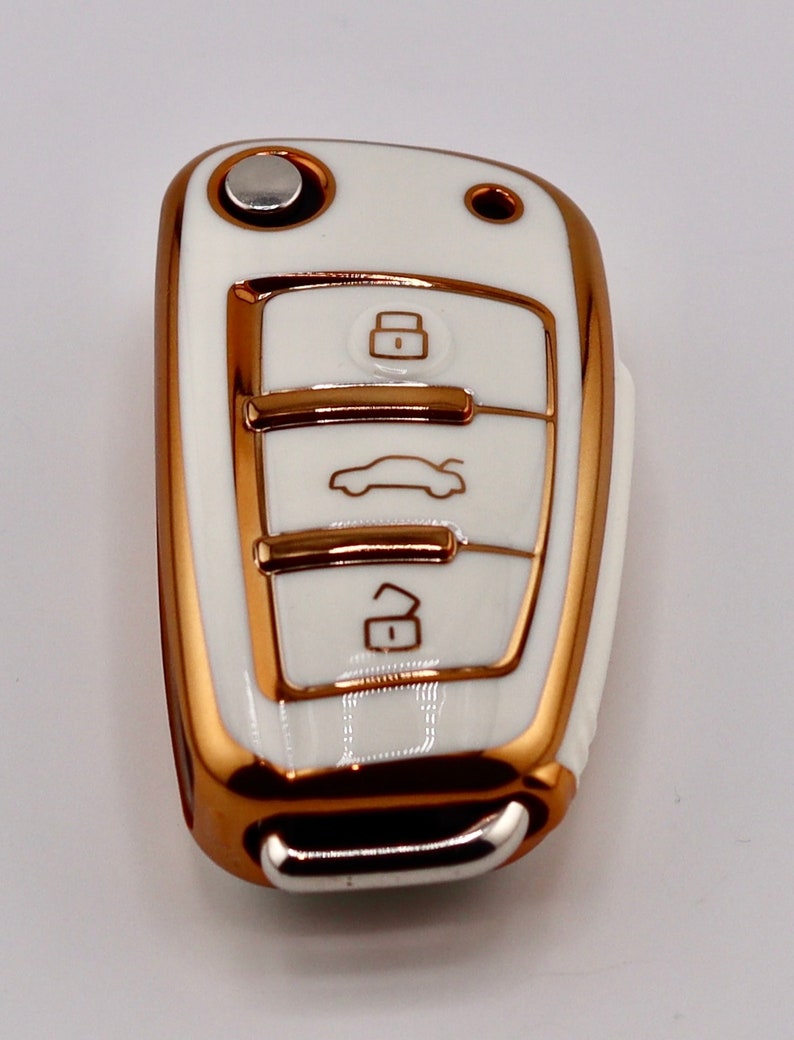 Overlooking angle of White key cover on Audi key fob