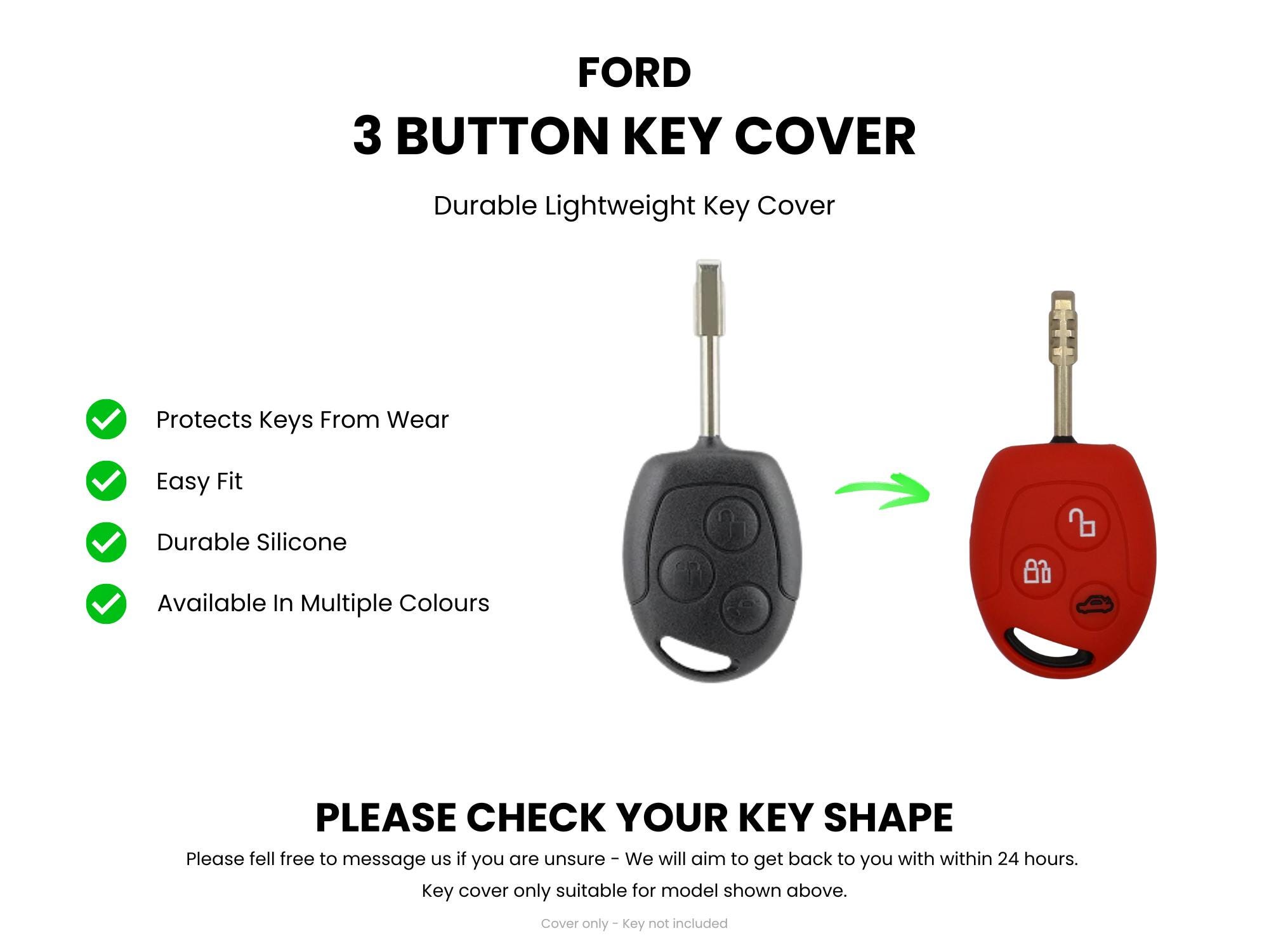 Ontto Cover Portachiavi In TPU Per Ford (Modelli Fiesta, Focus, Mondeo, Galaxy, EcoSport) - Custodia Protettiva Morbida, Colore Nero