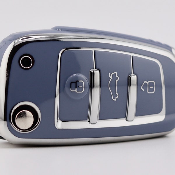 Audi Premium Key Cover (Blue/ Silver) - A1 - A3 - A4 - A6 - Q2 - Q3 - Q4 - Q7