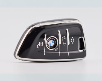 Premium Key Cover for BMW (Black/Silver) - 2 Series, 3 Series, 4 Series, 5 Series, 7 Series, X1, X3, X4, X5, X6, i4