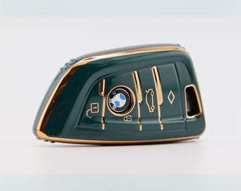 Premium Key Cover for BMW (Dark Green) - 2 Series, 3 Series, 4 Series, 5 Series, 7 Series, X1, X3, X4, X5, X6, i4