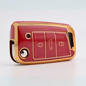 Volkswagen/ Seat/ Skoda Premium Key Cover (Red) - Golf - Polo - Scirocco - Transporter - Ibiza - Octavia - Superb - California - Crafter