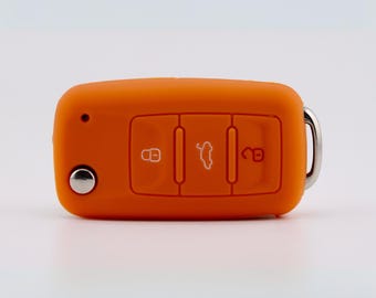 Orange Silicone Key Fob Cover: Volkswagen, SEAT, Skoda