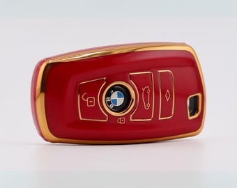 Premium Key Cover for BMW (Red) - 1 Series, 2 Series, 3 Series, 4 Series, 5 Series, 7 Series, X1, X2, X3, X4, X5, X6