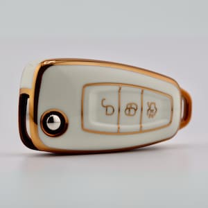 Premium Key Cover for Ford (White) - Focus, Transit, Custom, Connect, Galaxy, Tourneo, Ranger, S-Max, C-Max