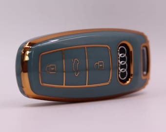 Premium Key Cover for Audi (Grey) - A3, A4, A5, A6, A7, A8, Q4, Q8, S3, S8, SQ2, E-Tron