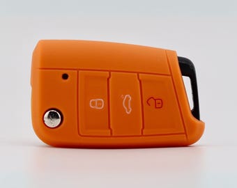 Key Cover for Volkswagen/ Seat/ Skoda (Orange) - Golf, Polo, Scirocco, Transporter, Ibiza, Octavia, Superb, California, Crafter