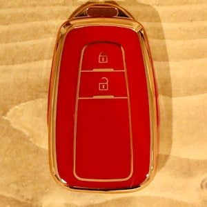 Premium Key Cover for Toyota (Red) - Corolla, Prius, Camry, C-HR, RAV4