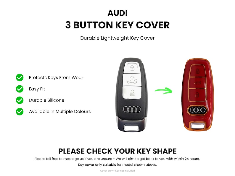 Funda de llave premium para Audi (verde oscuro): A3, A4, A5, A6, A7, A8, Q4, Q8, S3, S8, SQ2, E-Tron imagen 9