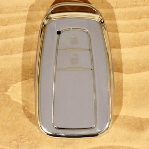 Premium Key Cover for Toyota (Blue/Silver) - Corolla, Prius, Camry, C-HR, RAV4