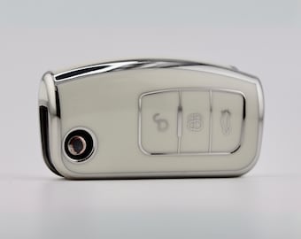 Premium Key Cover for Ford (White/Silver) - Focus, Fiesta, Mondeo, Kuga, S-Max, C-Max, B-Max, Galaxy