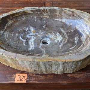 Waschbecken Naturstein versteinertes Holz Aufsatzwaschbecken Steinwaschbecken Fossiler Stein 75 x 50 cm Nr. 325