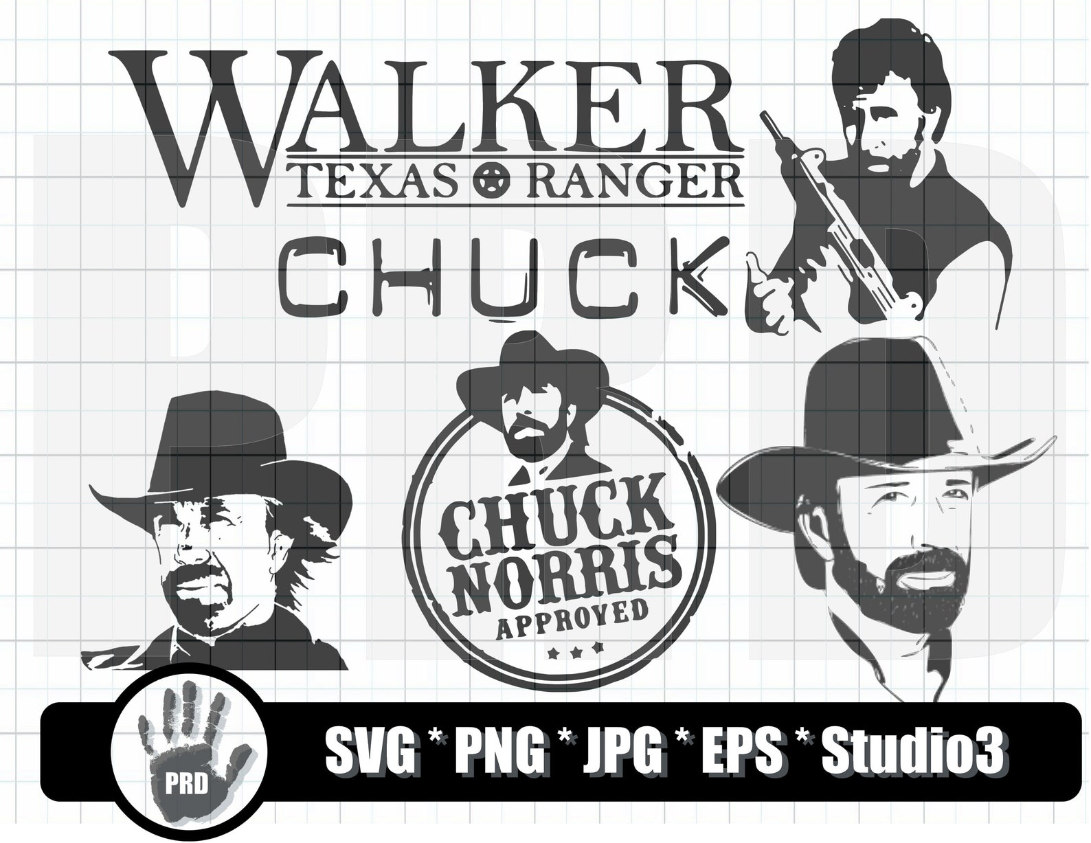 Chuck Norris Walker Texas Ranger SVG Design Bundle Chuck Etsy UK