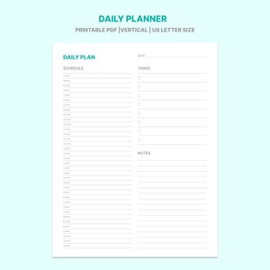 Daily Planner | Productivity Planner | 11 x 8.5 inches (Letter) | Printable Pages | Digital PDF