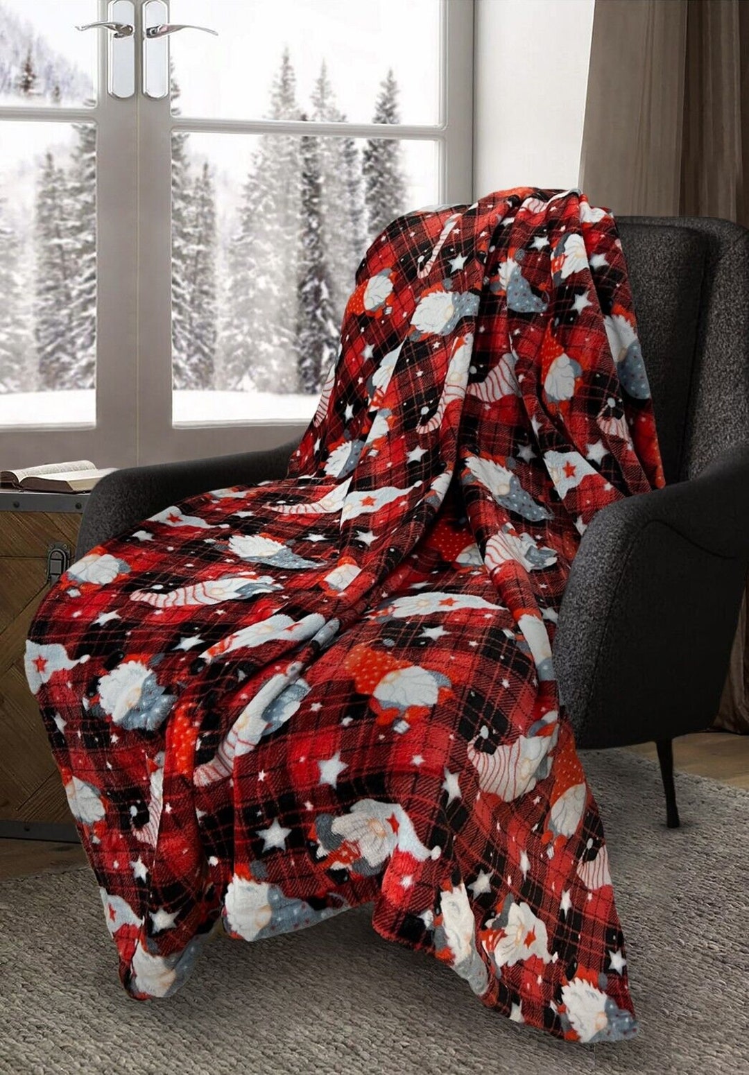 Christmas Gonk Tartan Throw or White Polar Fleece Blanket Etsy UK