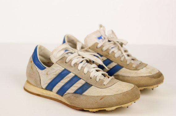 True Vintage Adidas Shoes With Spikes Gr. 40 / UK 7 1/2 70s -