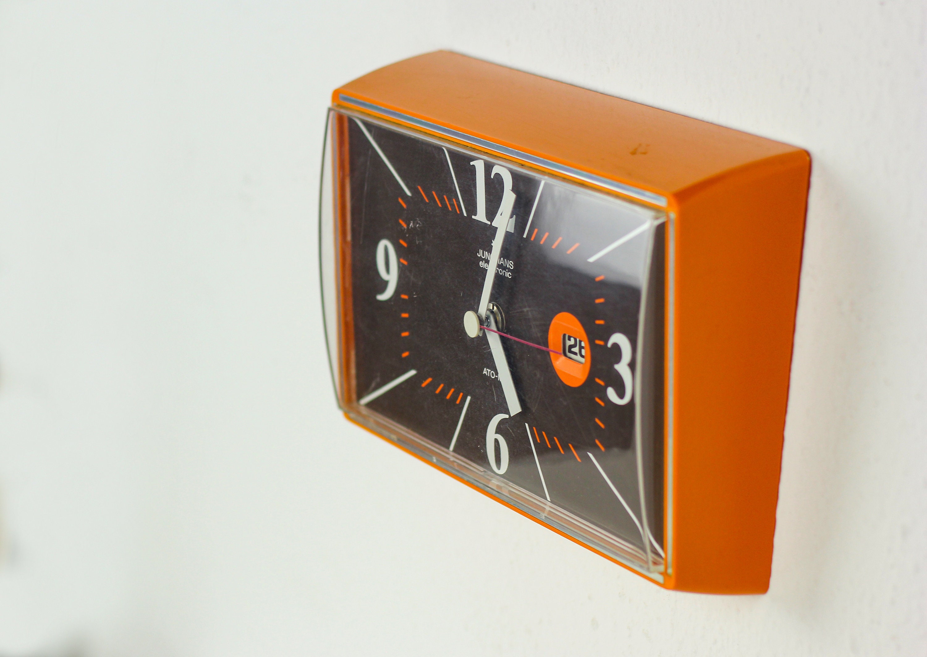 Vintage JUNGHANS Wall Clock 70s Orange Space Age Design Mid Etsy