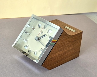 Vintage Junghans Ato Mat Mantel Desk Clock Battery Modernist Circa