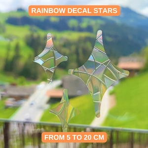 Twinkly star Window Rainbow decal | Reusable sun catcher | Car or interior window sticker | Simple minimal rainbow clings