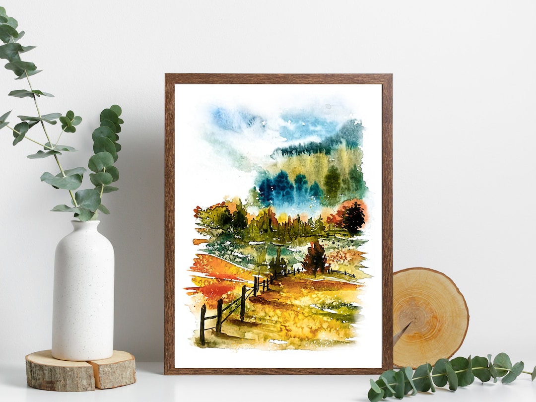 Watercolor Landscape Printable Wall Art,, Abstract Landscape, Download ...