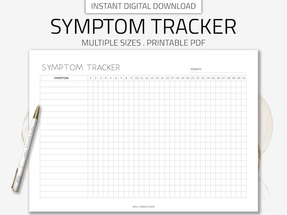Monthly Symptom Tracker Printable Symptom Record Chart Monthly - Etsy