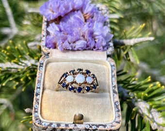Goldring mit Opal und Saphir