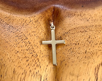 Vintage 9ct Yellow Gold Cross Pendant: Religious Christening Gift